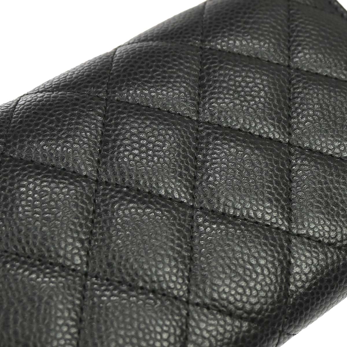 Chanel 2018-2019 Black Caviar Skin Pushlock Long Wallet