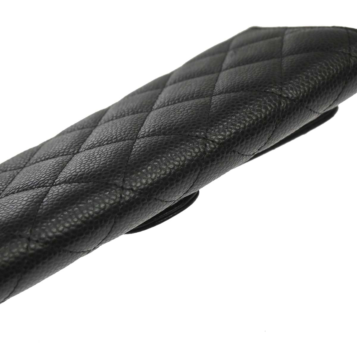 Chanel 2018-2019 Black Caviar Skin Pushlock Long Wallet