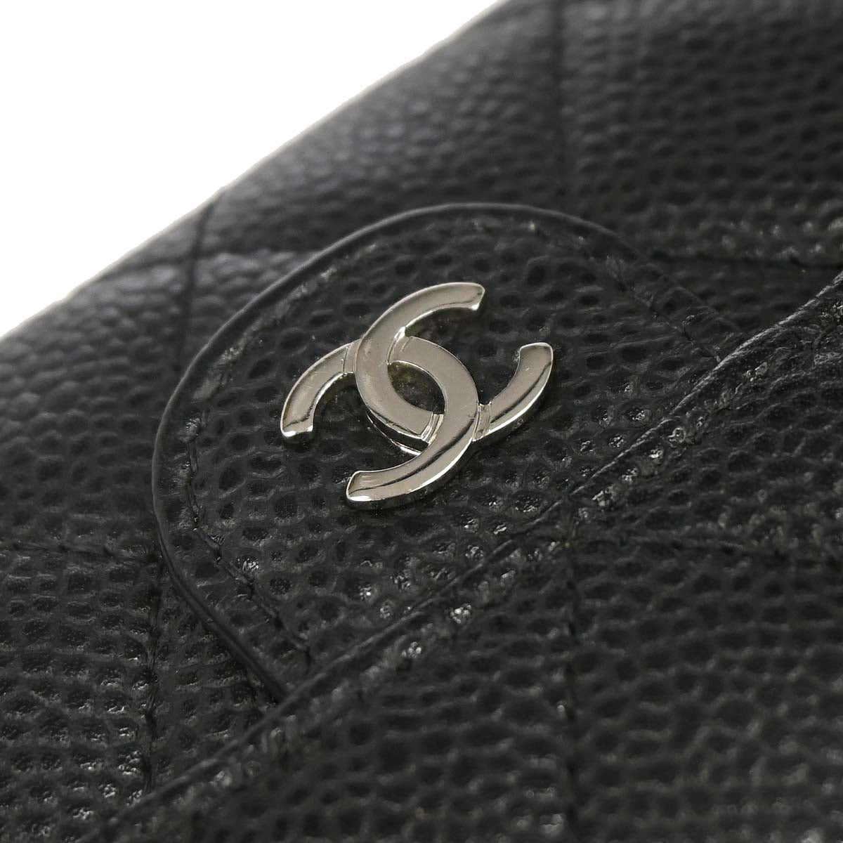 Chanel 2018-2019 Black Caviar Skin Pushlock Long Wallet