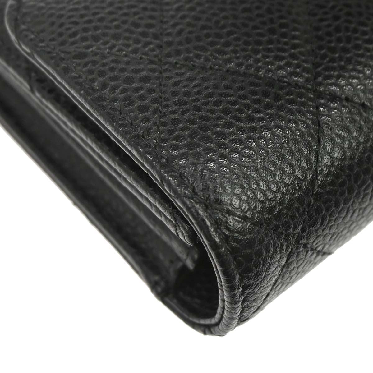 Chanel 2018-2019 Black Caviar Skin Pushlock Long Wallet