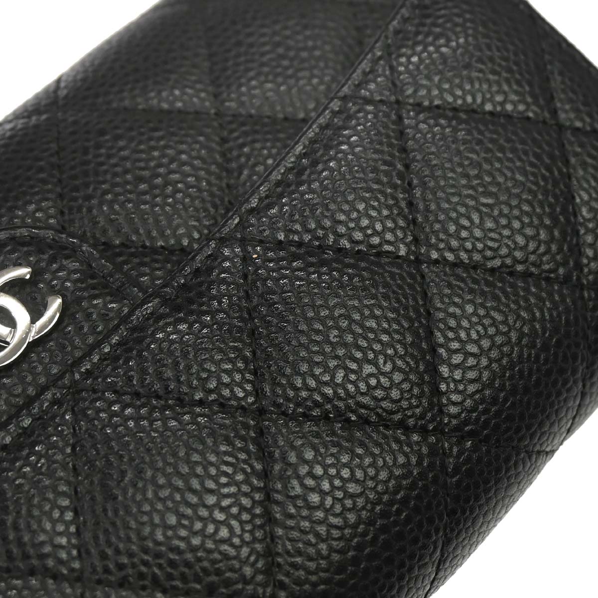 Chanel 2018-2019 Black Caviar Skin Pushlock Long Wallet