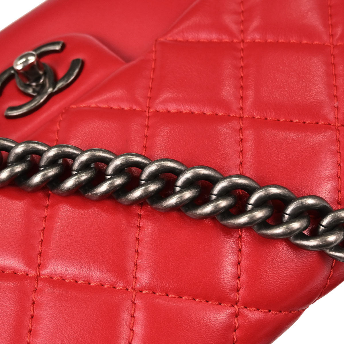 Chanel 2017-2018 Red Lambskin Rock My Shoulder Bag