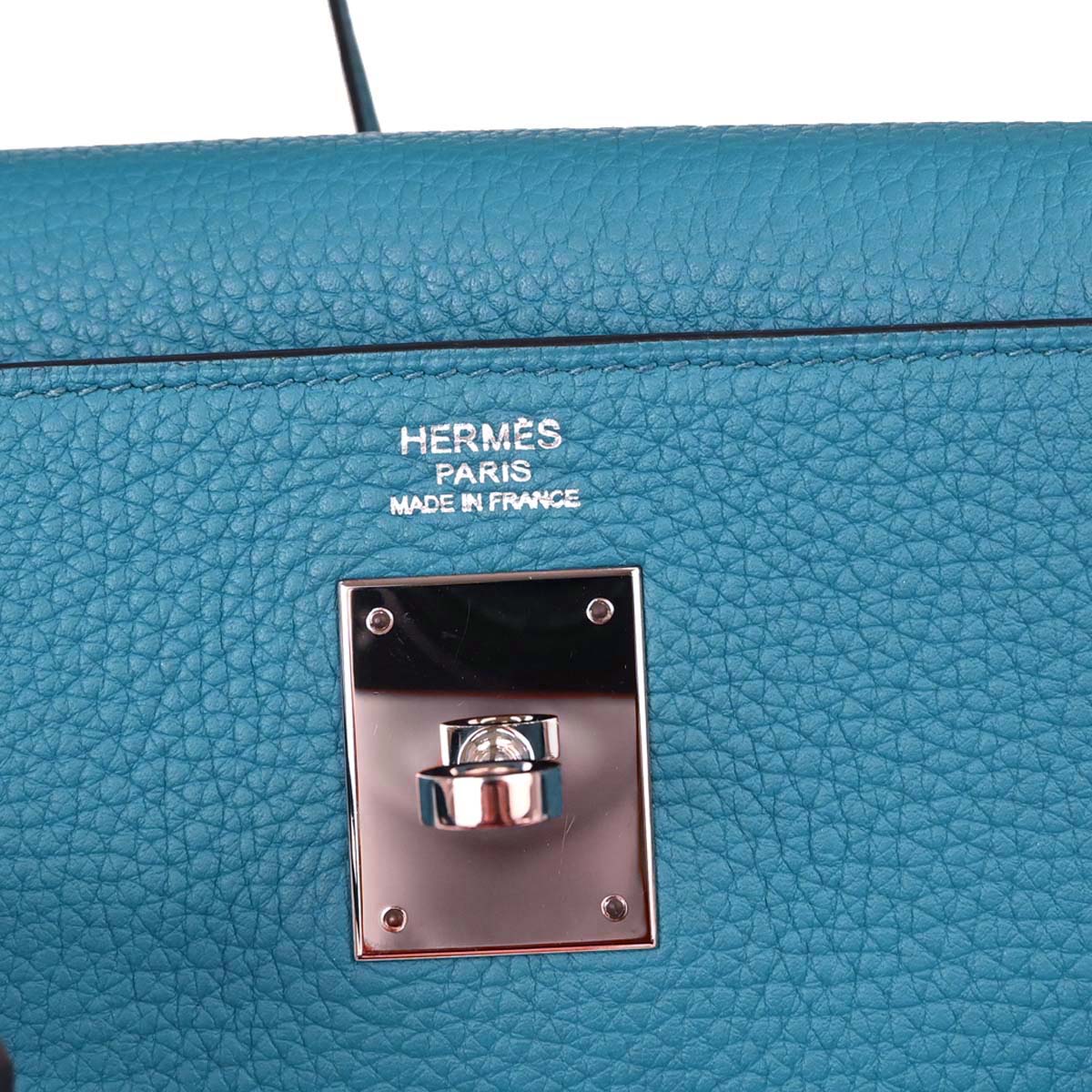 Hermes Blue Izmir Taurillon Clemence Kelly 32 Retourne 2way Shoulder Handbag