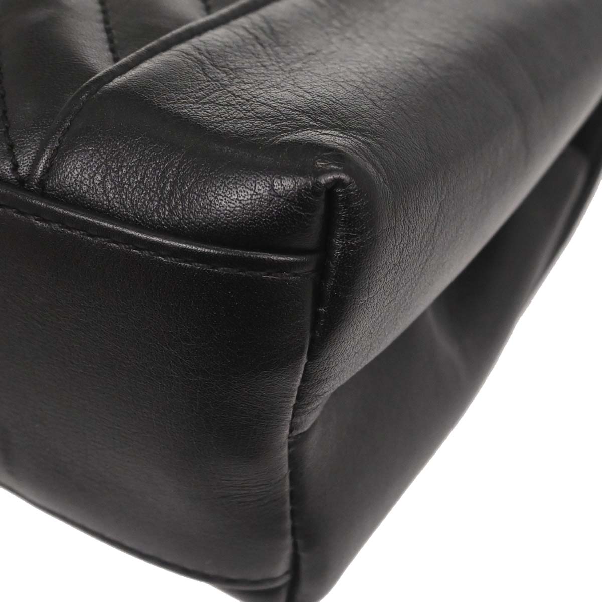 Chanel Black Lambskin Straight Flap Shoulder Bag