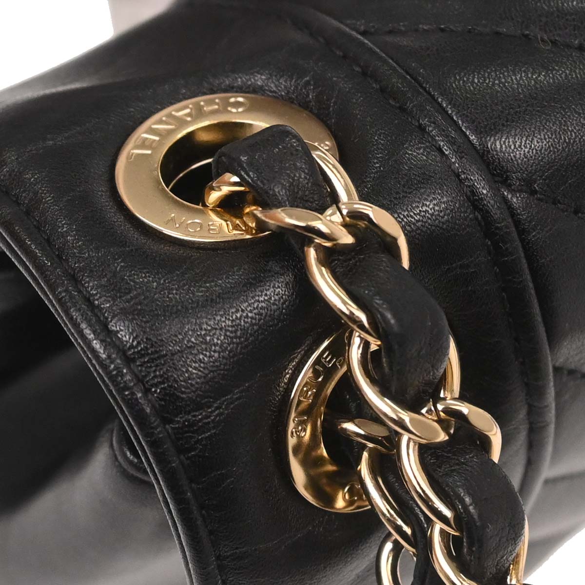 Chanel Black Lambskin Straight Flap Shoulder Bag