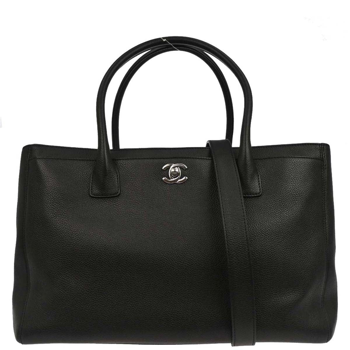 Chanel Black Calfskin Cerf Executive Tote 2way Shoulder Bag