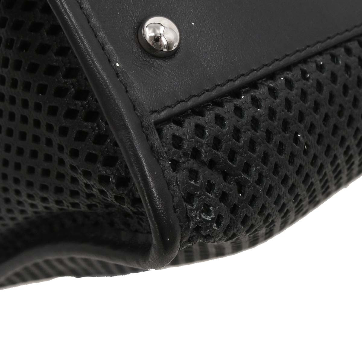 Chanel Black Perforated Calfskin Up In The Air Tote 2way Shoulder Chain Handbag