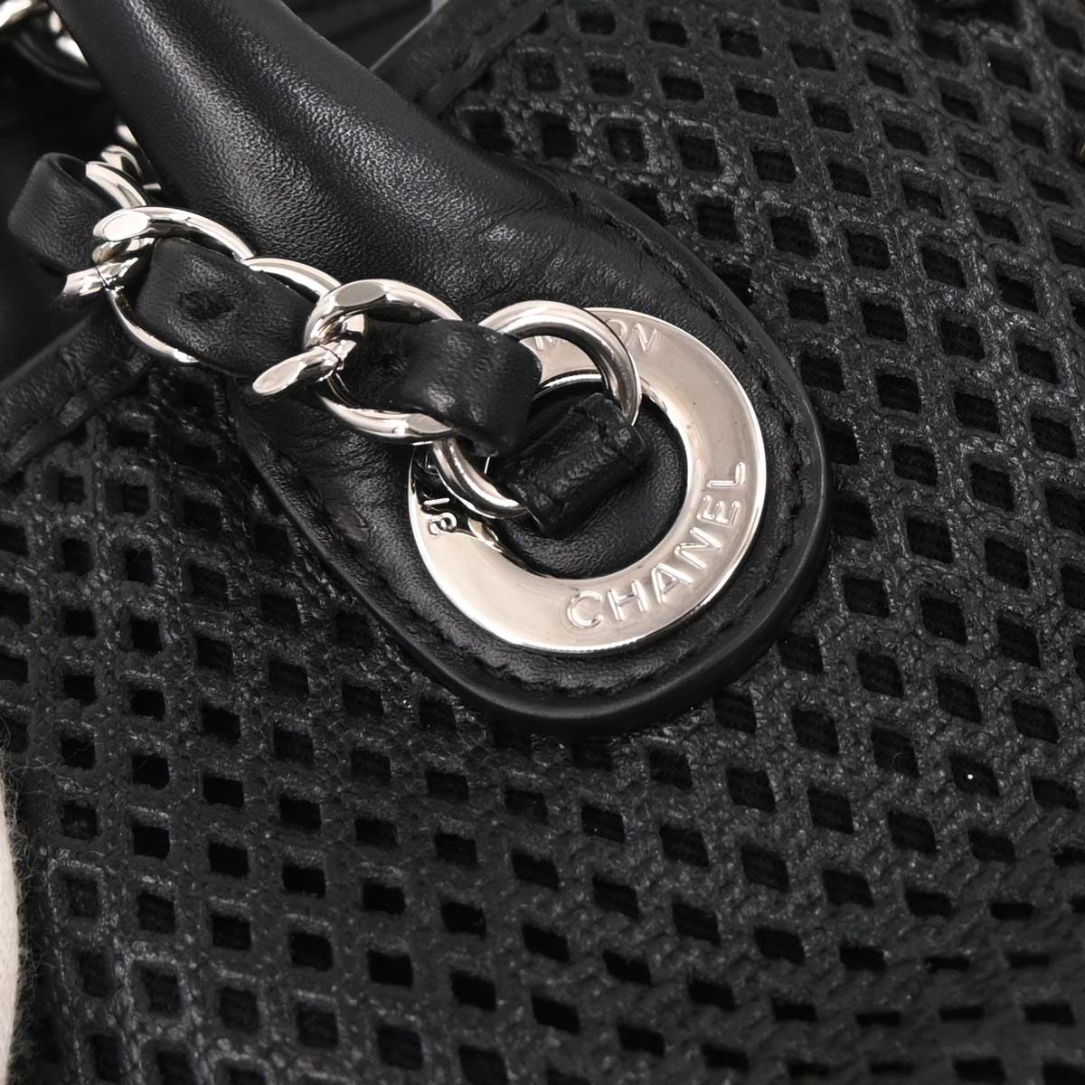 Chanel Black Perforated Calfskin Up In The Air Tote 2way Shoulder Chain Handbag