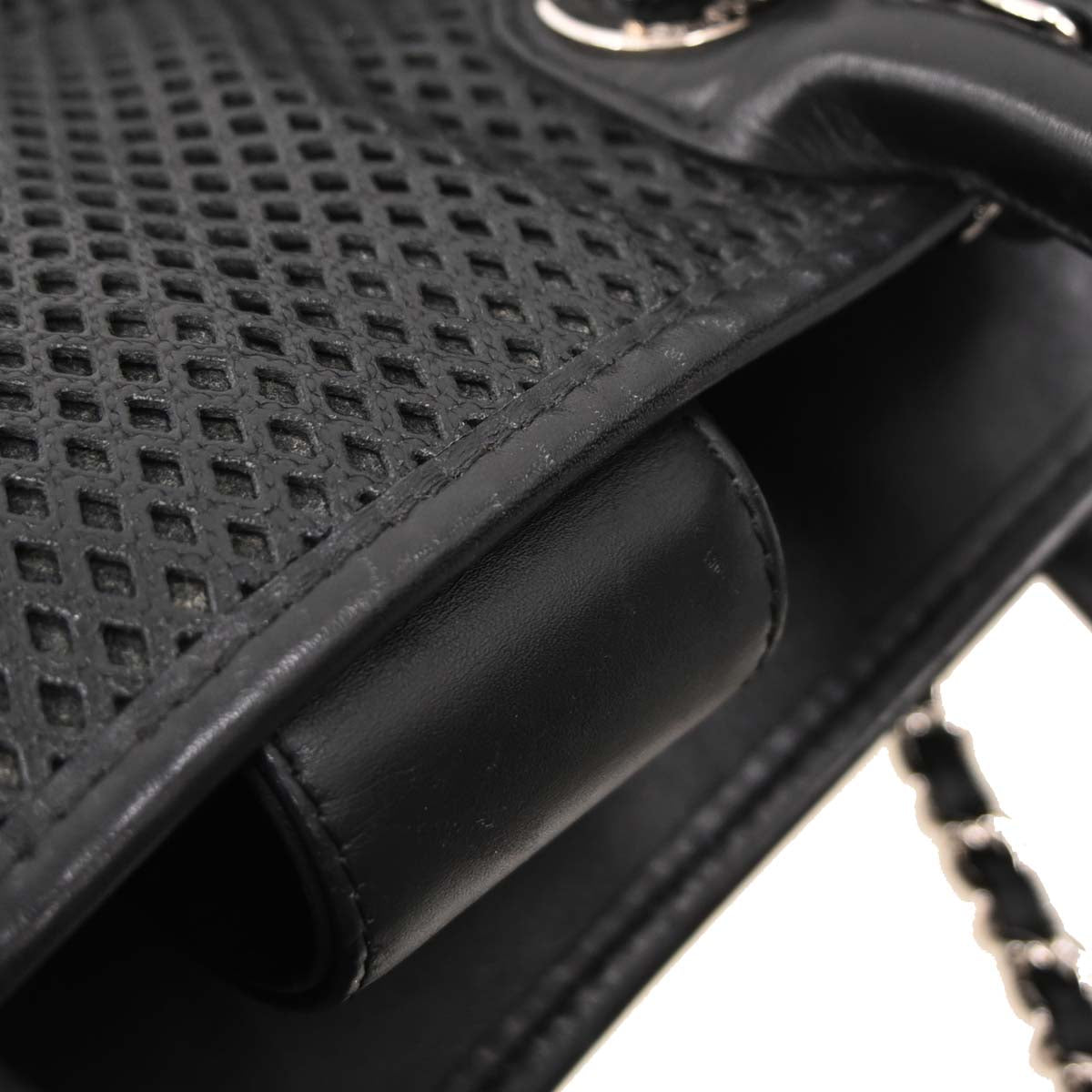 Chanel Black Perforated Calfskin Up In The Air Tote 2way Shoulder Chain Handbag