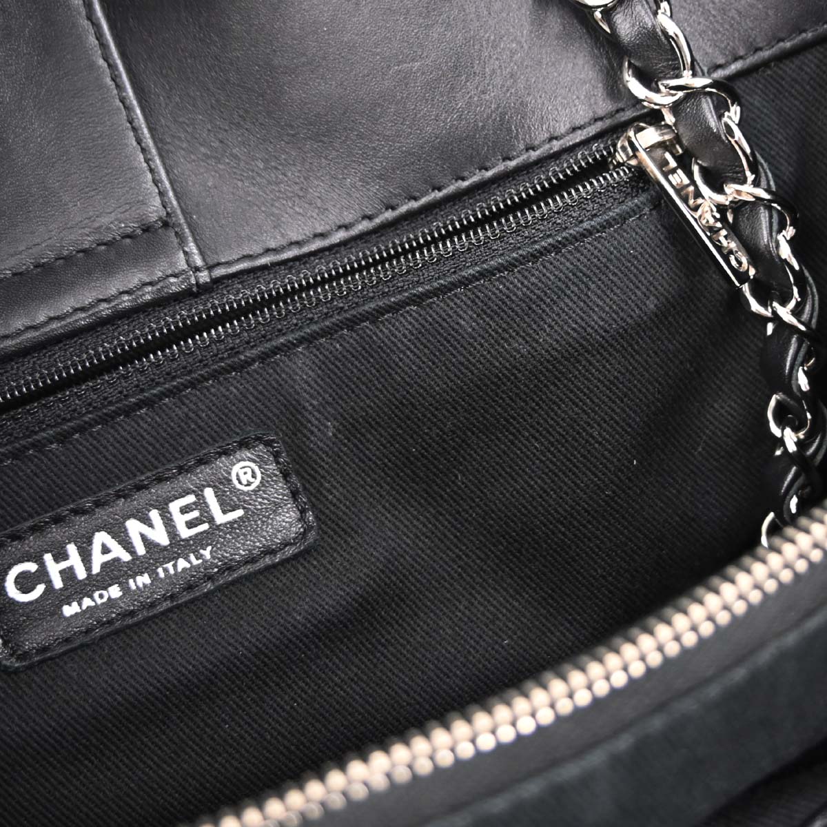 Chanel Black Perforated Calfskin Up In The Air Tote 2way Shoulder Chain Handbag