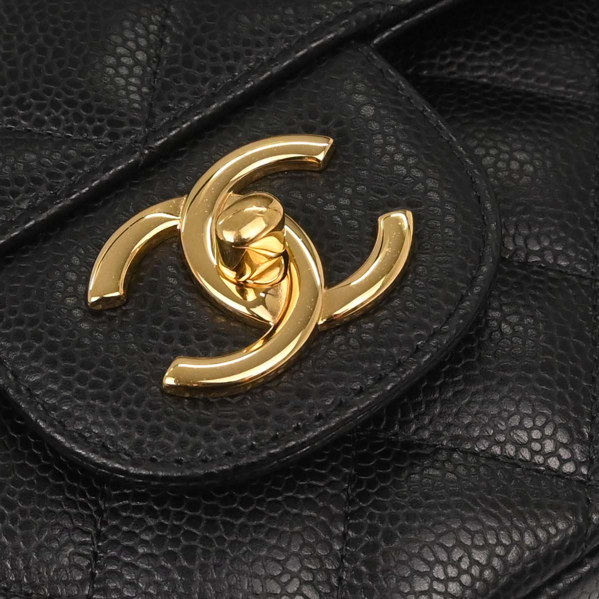 Chanel Black Caviar Skin Maxi Classic Double Flap Shoulder Bag