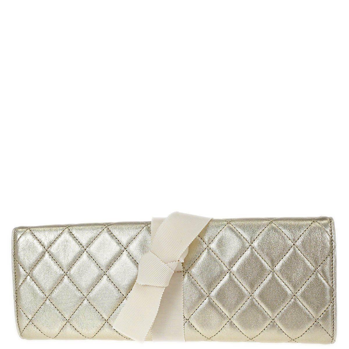 Chanel 2016-2017 Metallic Gold Lambskin Mademoiselle Lock Jewelry Case Clutch Bag