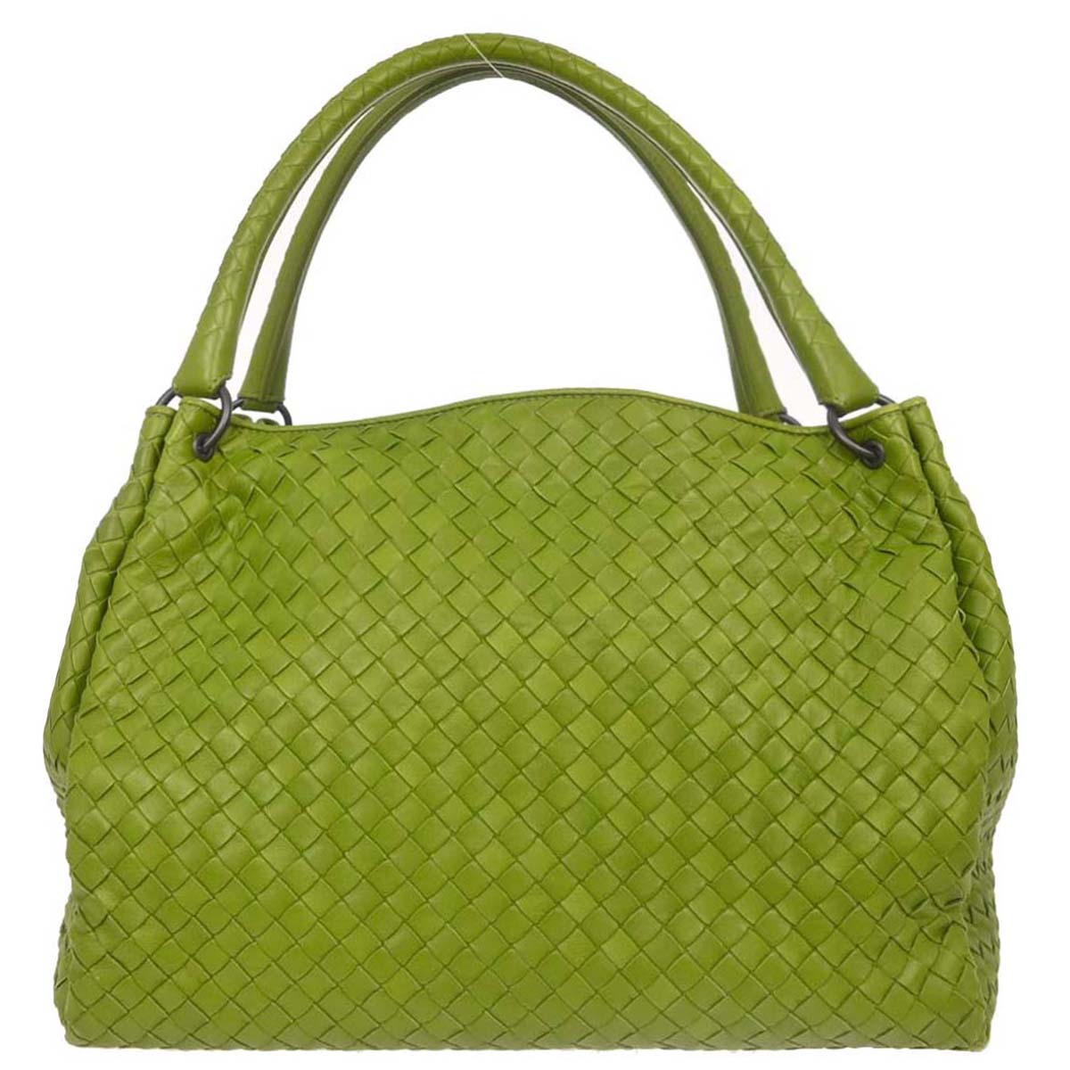 Bottega Veneta Green Lambskin Intrecciato Tote Handbag