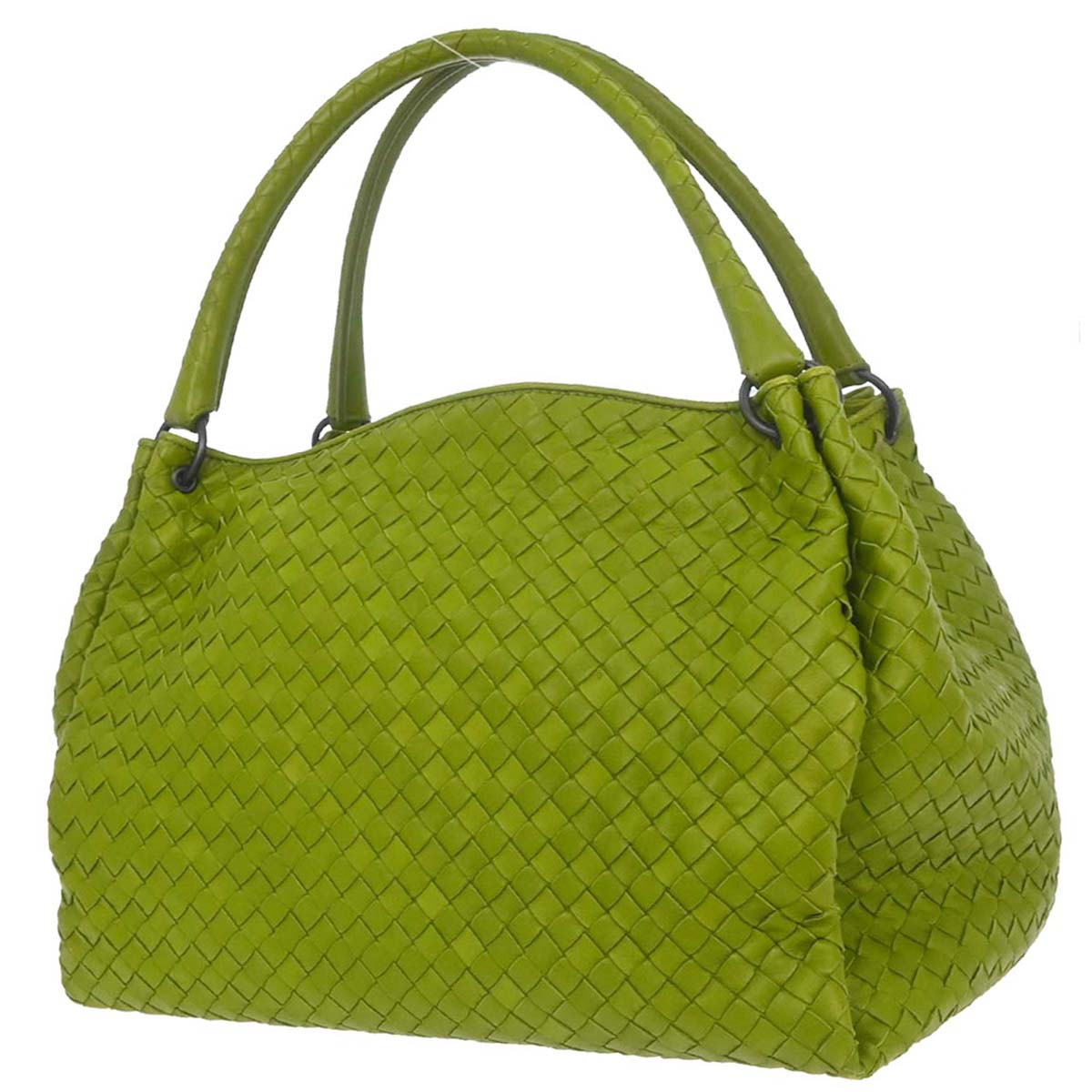 Bottega Veneta Green Lambskin Intrecciato Tote Handbag
