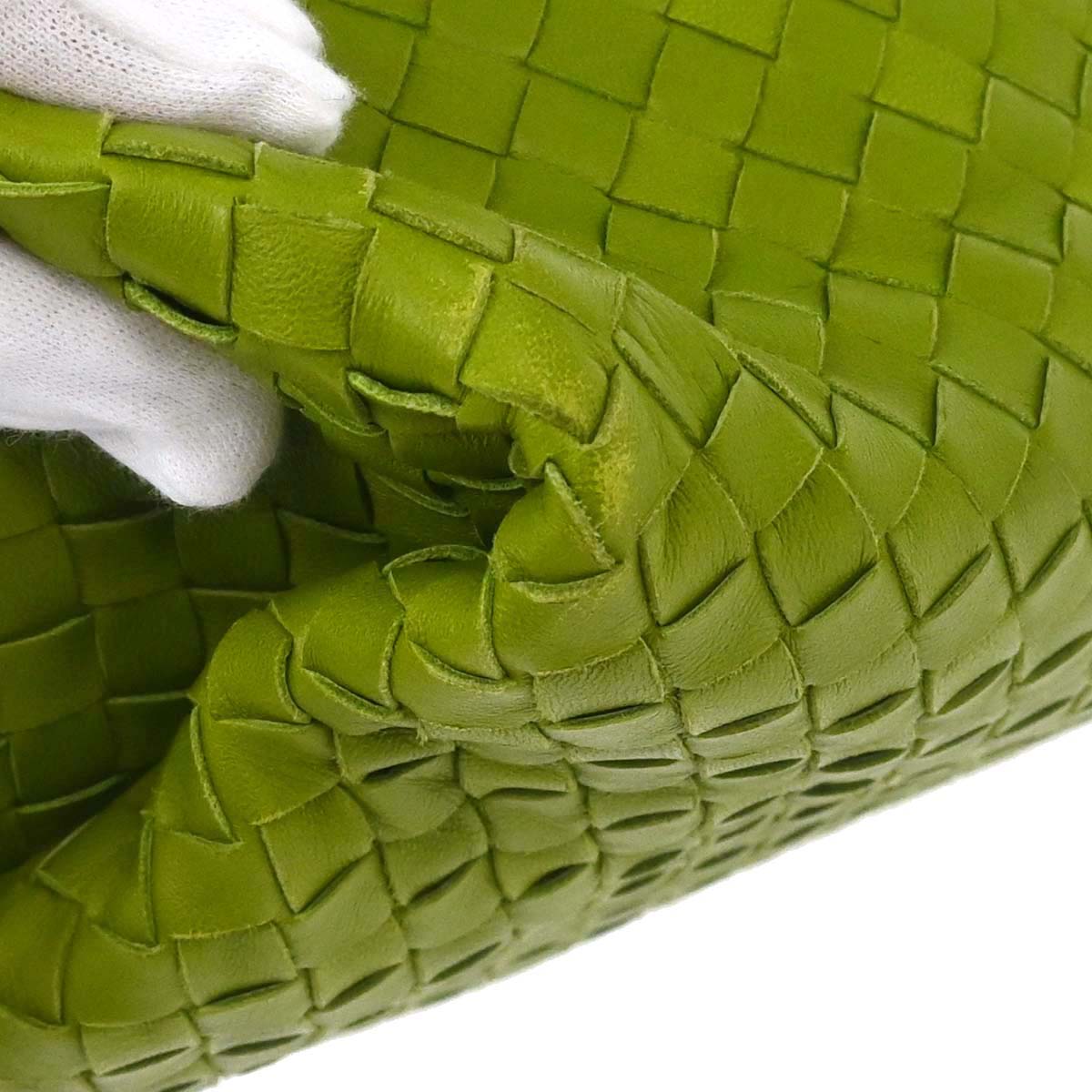 Bottega Veneta Green Lambskin Intrecciato Tote Handbag