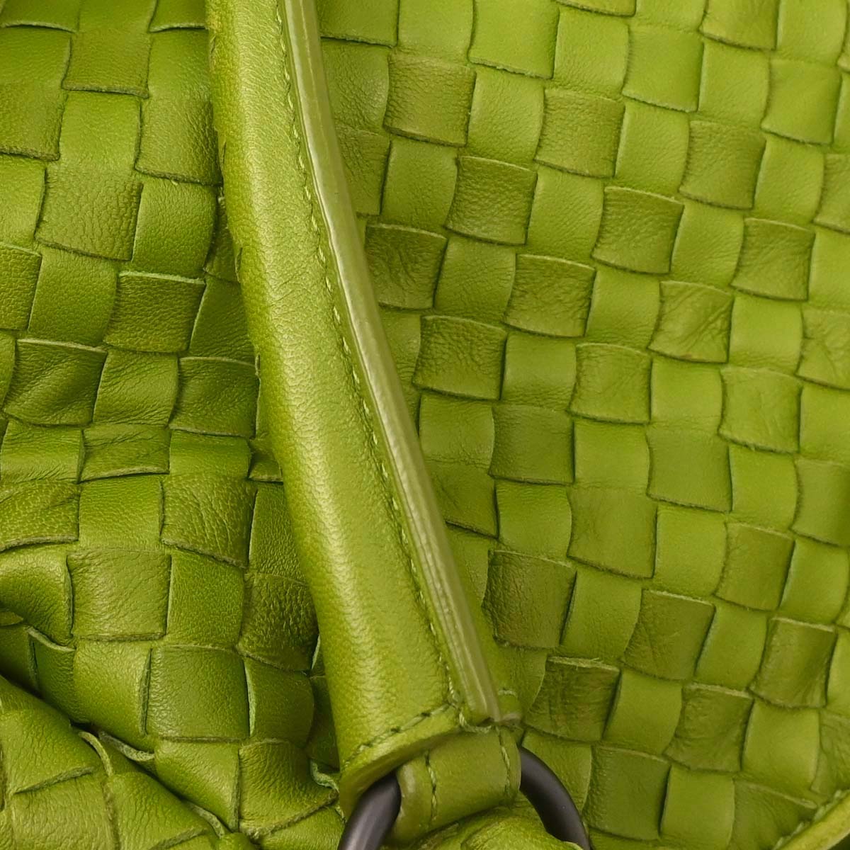Bottega Veneta Green Lambskin Intrecciato Tote Handbag