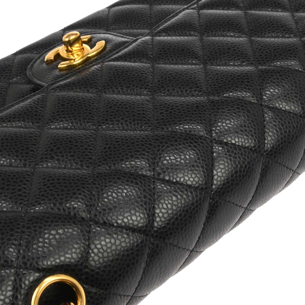 Chanel Black Caivar Medium Classic Double Flap Shoulder Bag