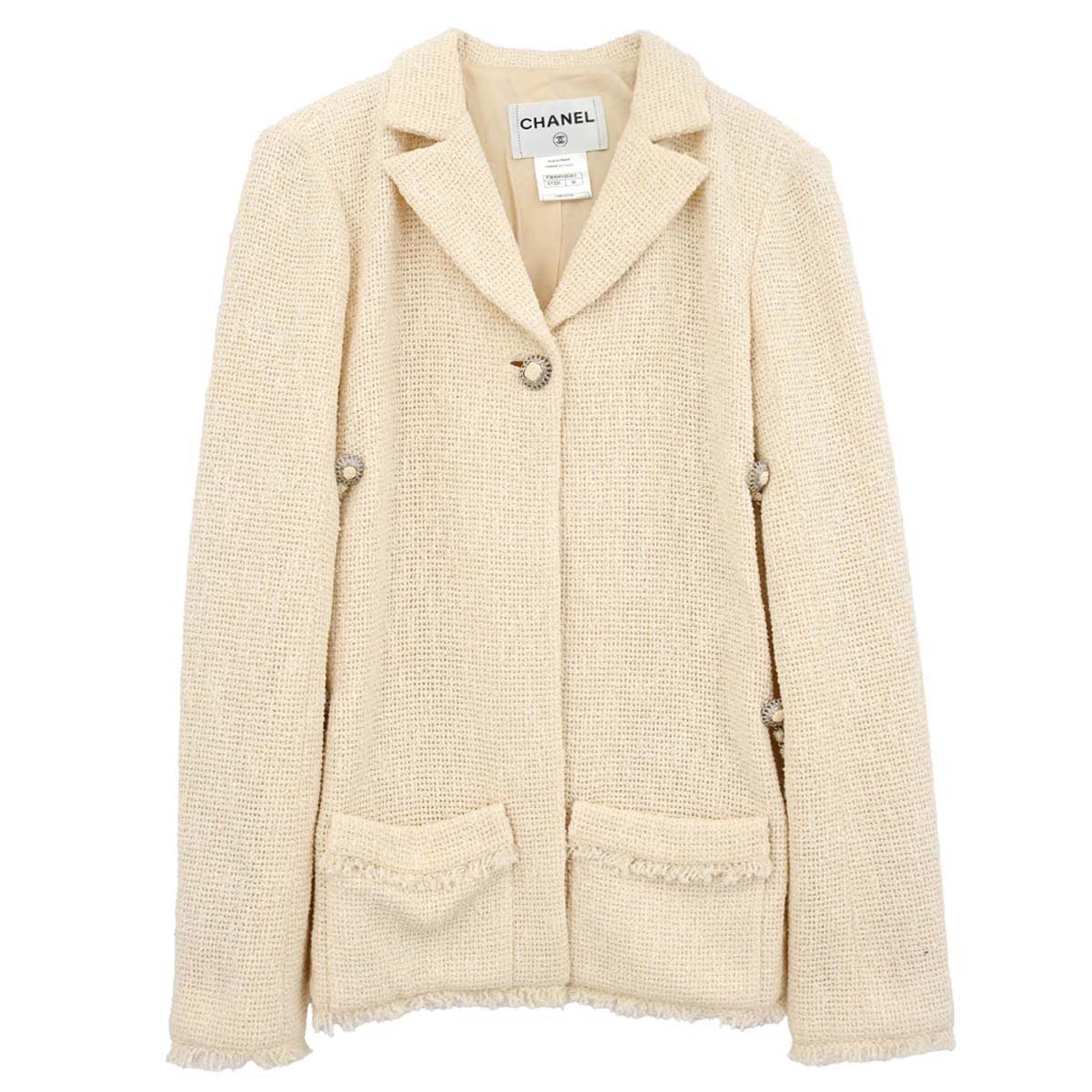 Chanel 2010 Single Breasted Jacket Ivory #38