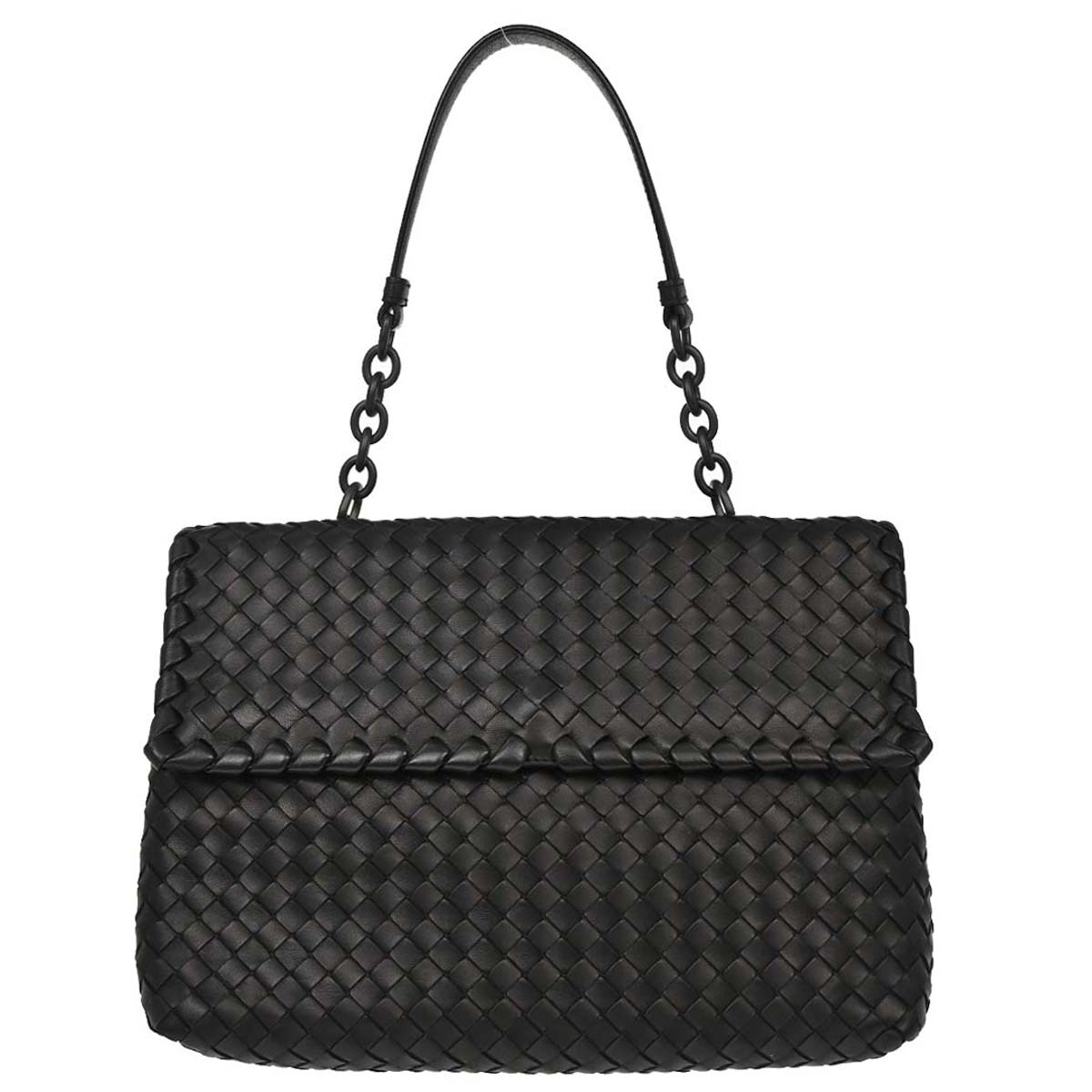 Bottega Veneta Black Lambskin Intrecciato Handbag