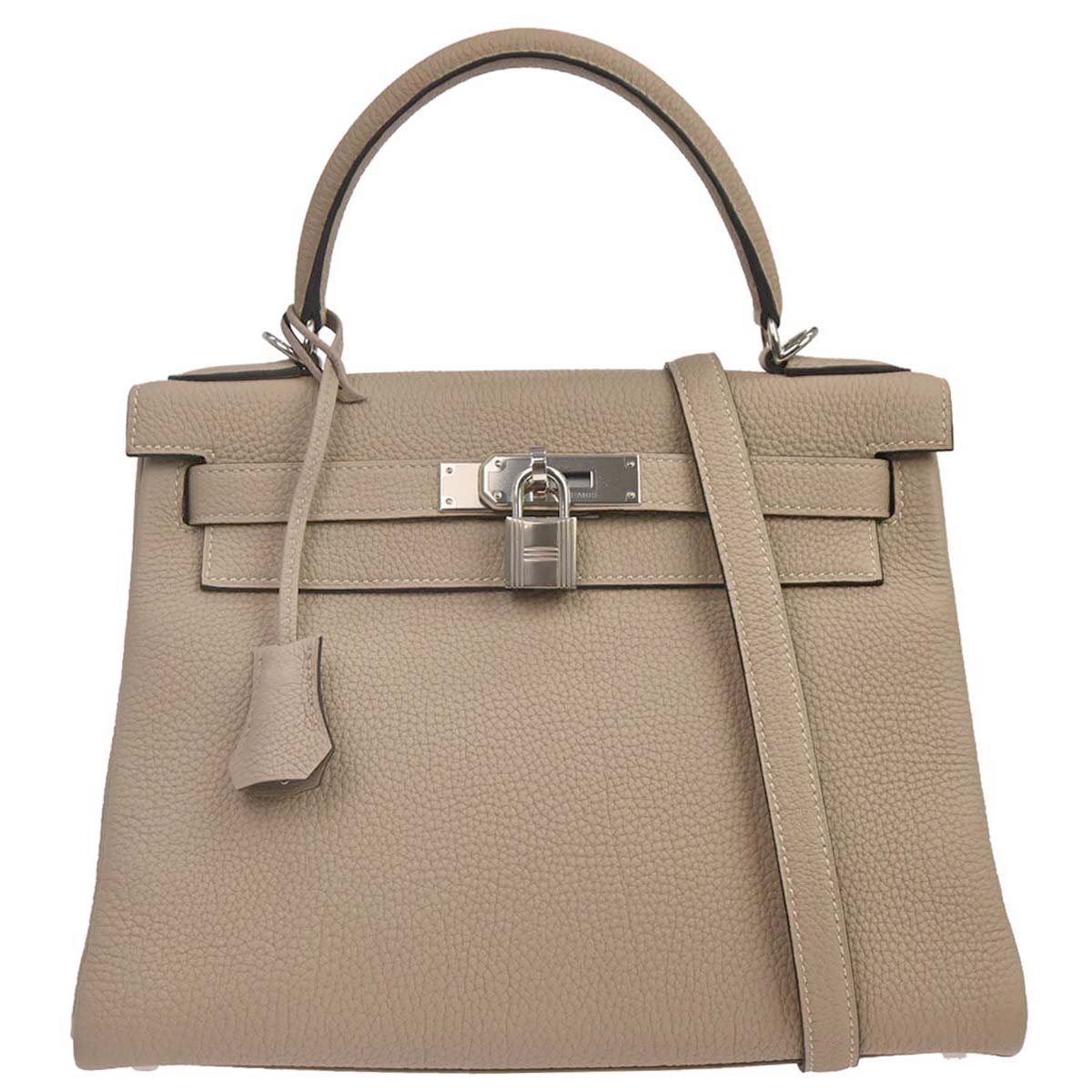 Hermes Gris Tourterelle Togo Kelly 28 Retourne 2way Shoulder Handbag