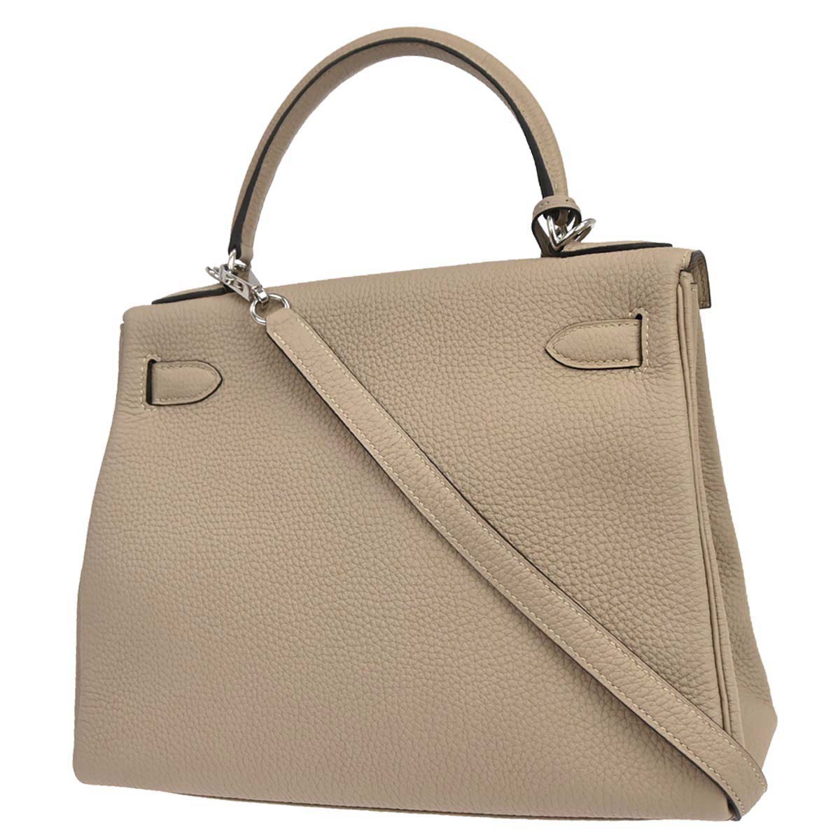 Hermes Gris Tourterelle Togo Kelly 28 Retourne 2way Shoulder Handbag