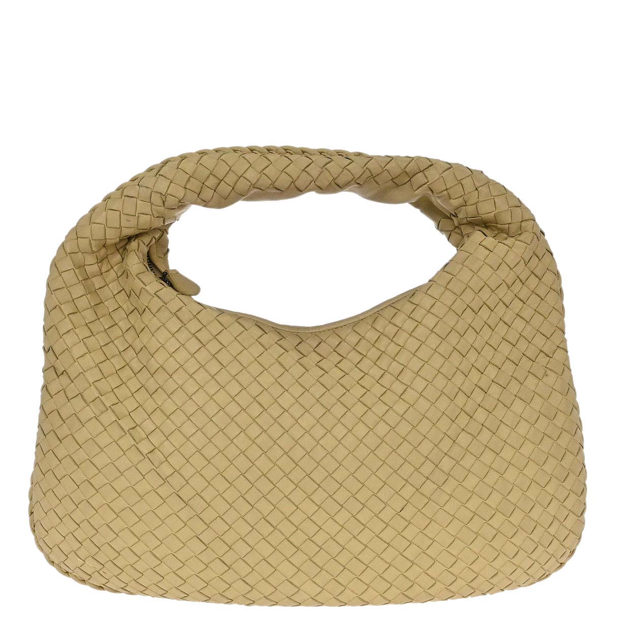 Bottega Veneta Beige Lambskin Intrecciato Hobo Handbag