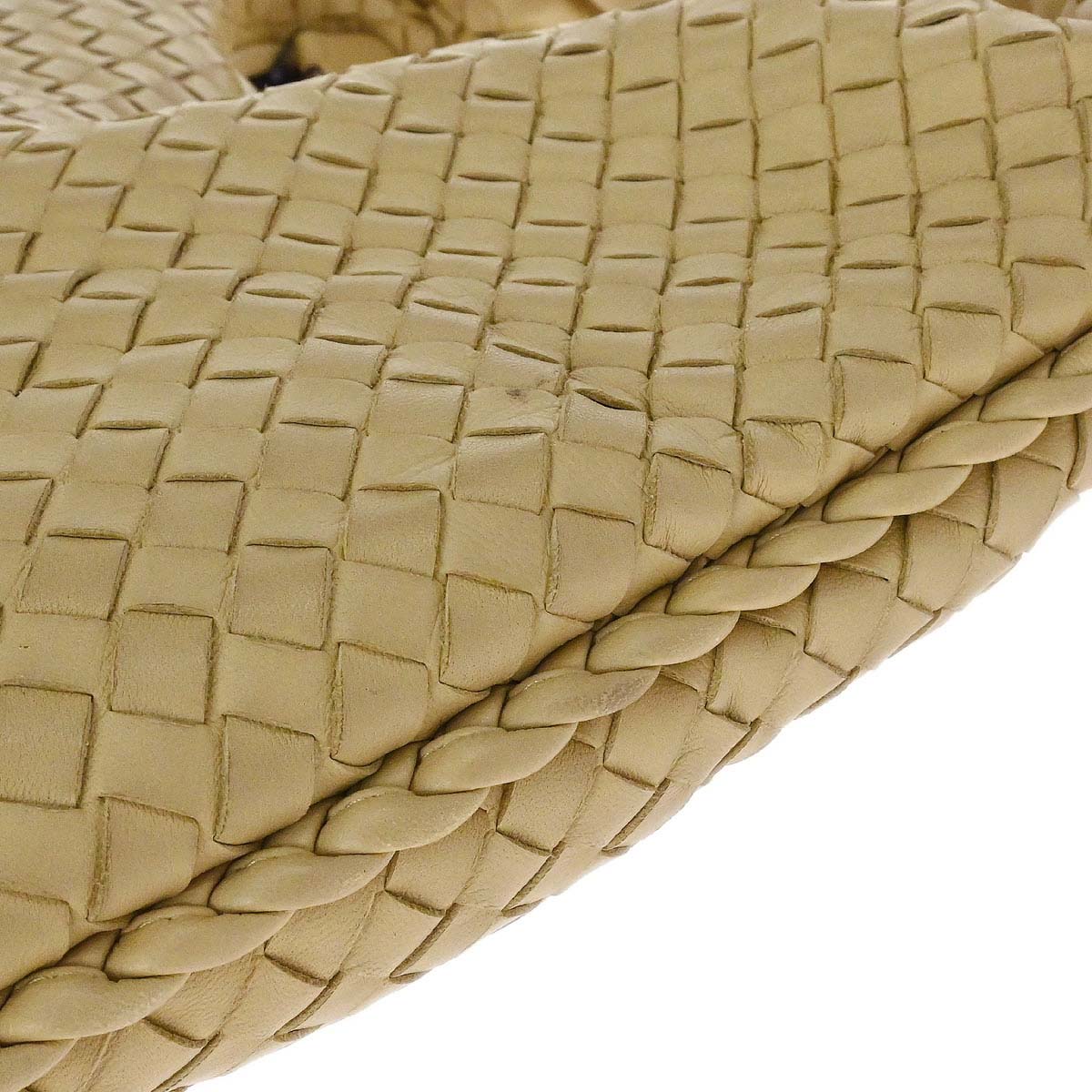 Bottega Veneta Beige Lambskin Intrecciato Hobo Handbag