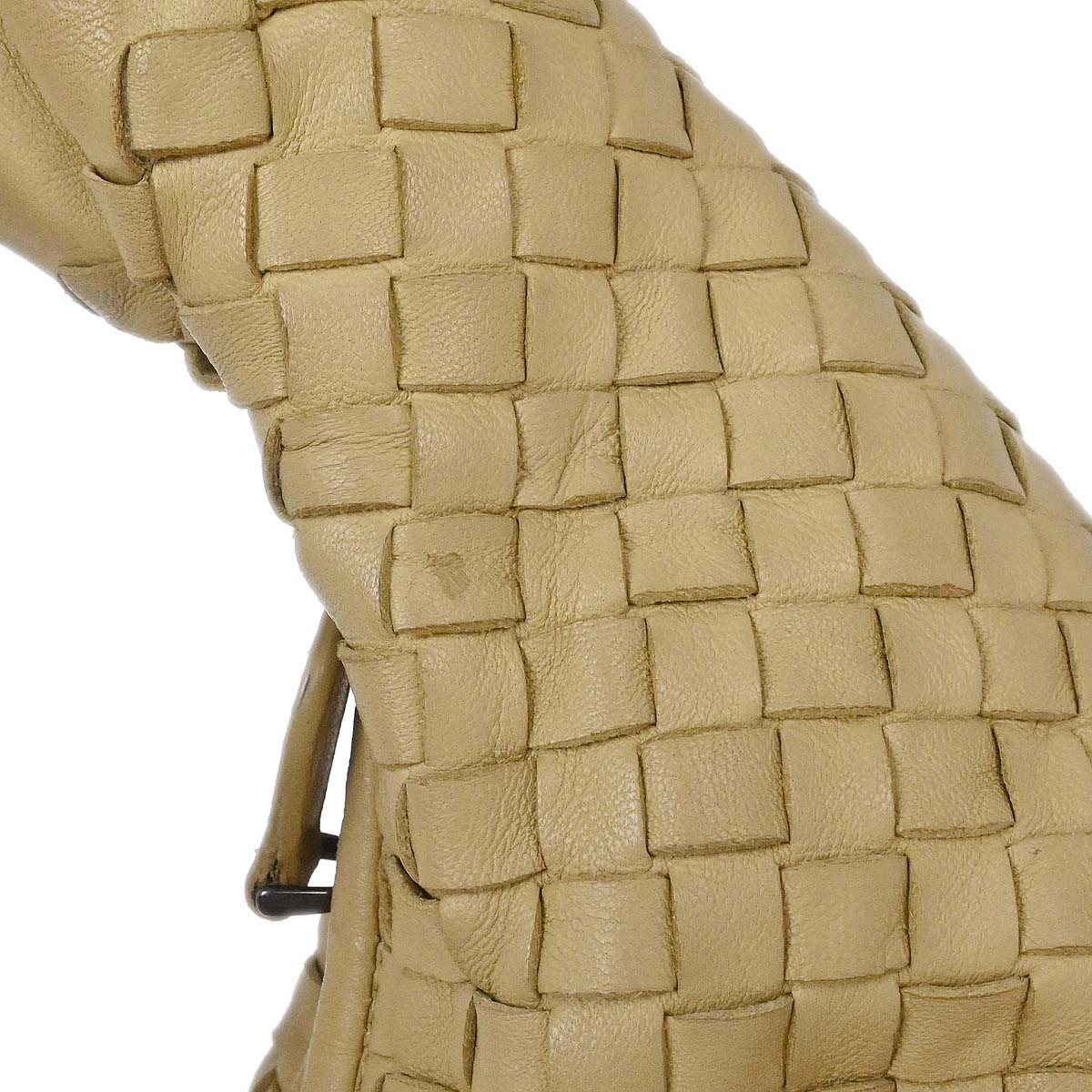 Bottega Veneta Beige Lambskin Intrecciato Hobo Handbag