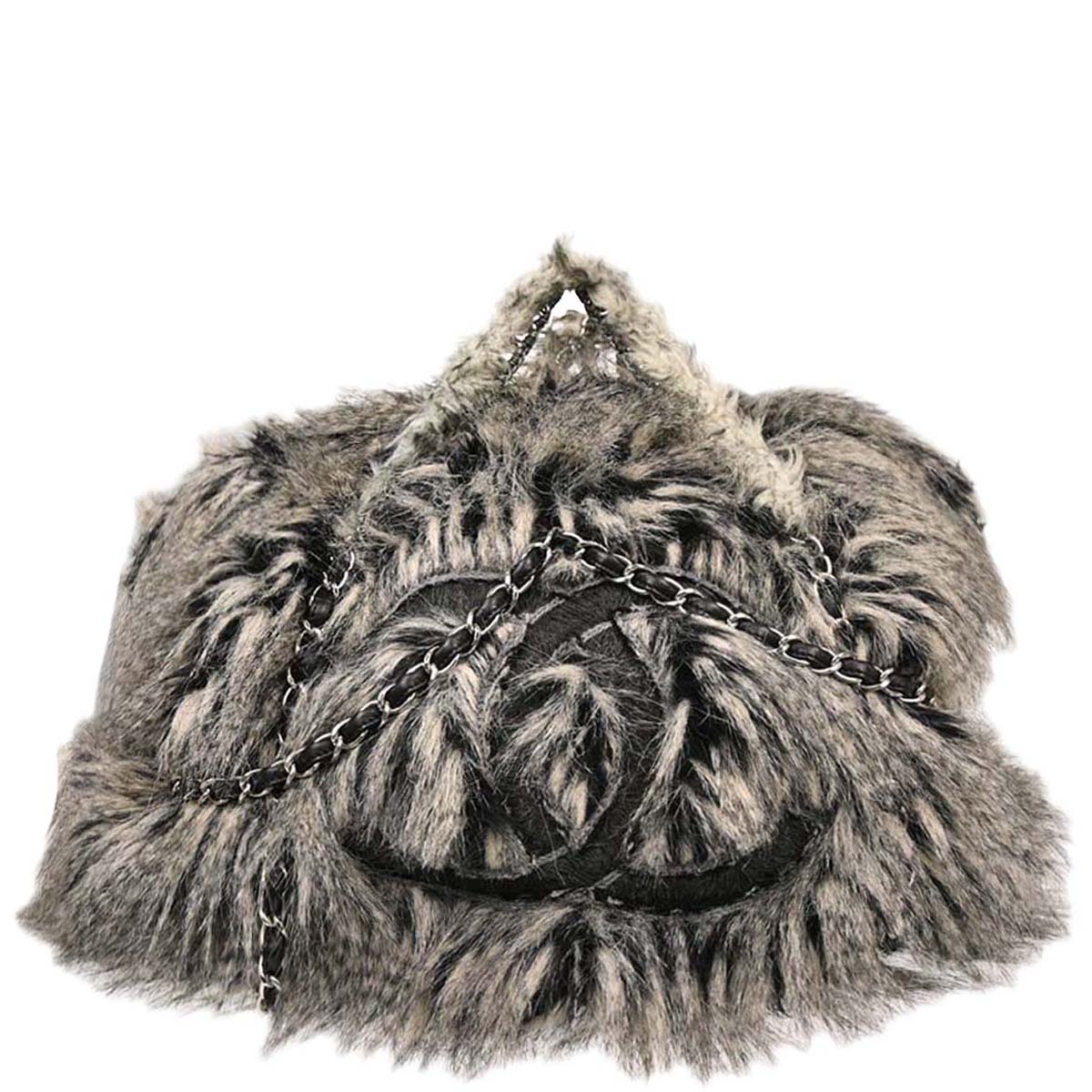Chanel Gray Artificial Fur Arctic Fantasy Tote Handbag