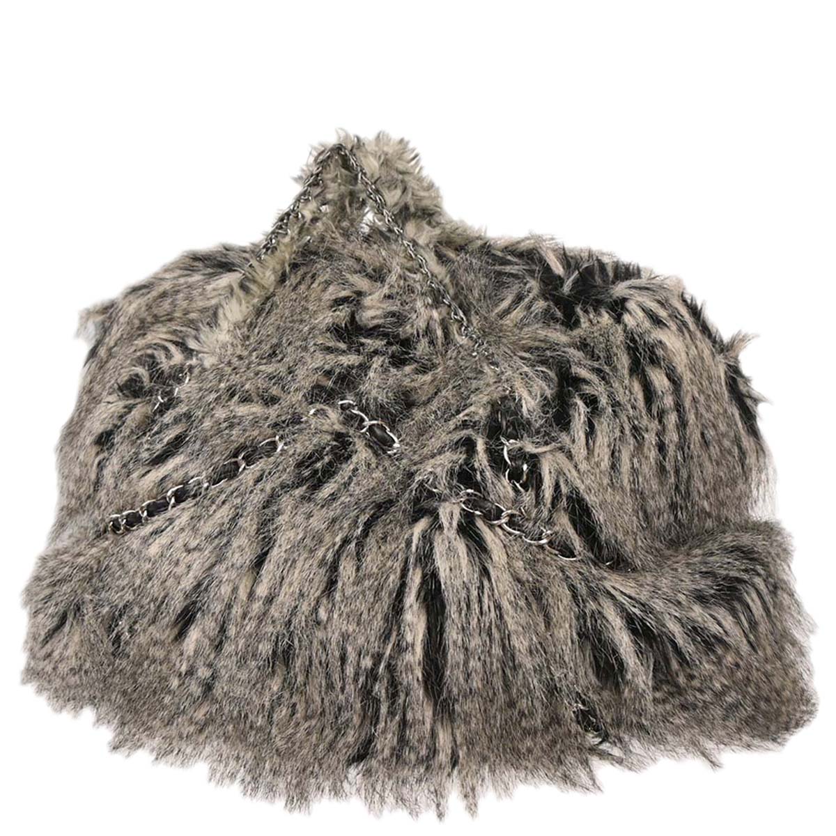 Chanel Gray Artificial Fur Arctic Fantasy Tote Handbag