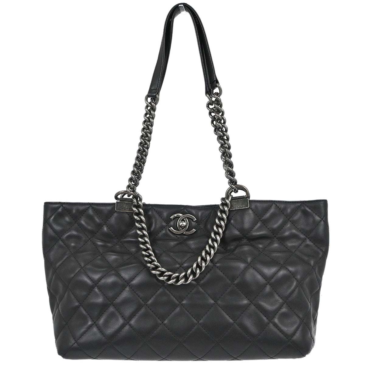 Chanel Black Calfskin Shopping In Chains 2way Shoulder Tote Bag