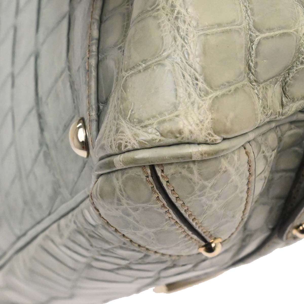 Gucci * Green Crocodile Bamboo Horsebit Handbag