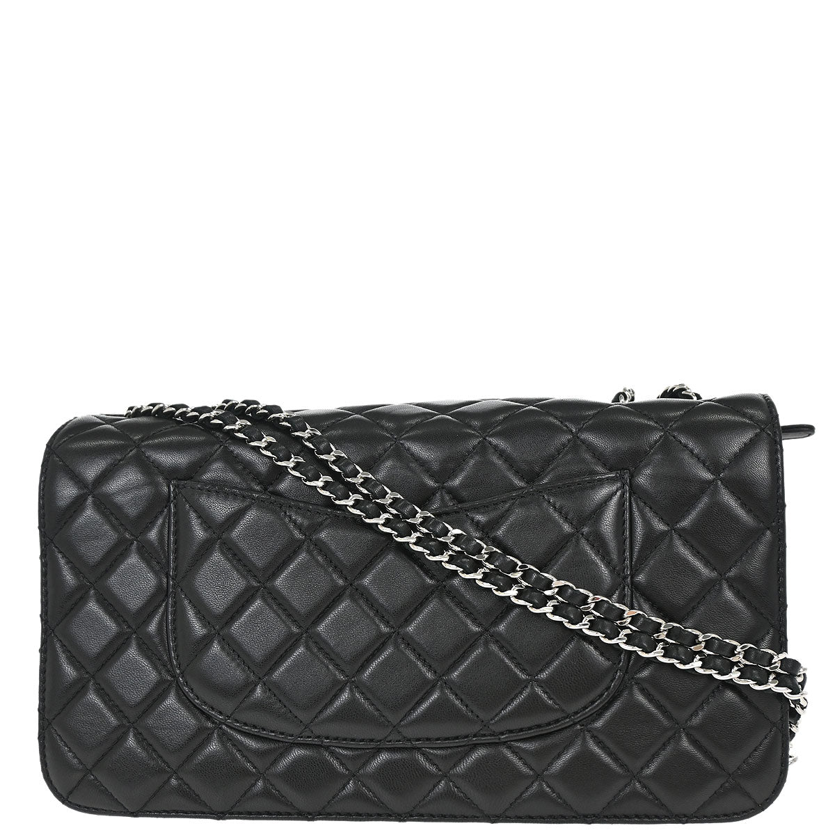 Chanel Black Lambskin Clams Pocket Accordion Flap Shoulder Bag