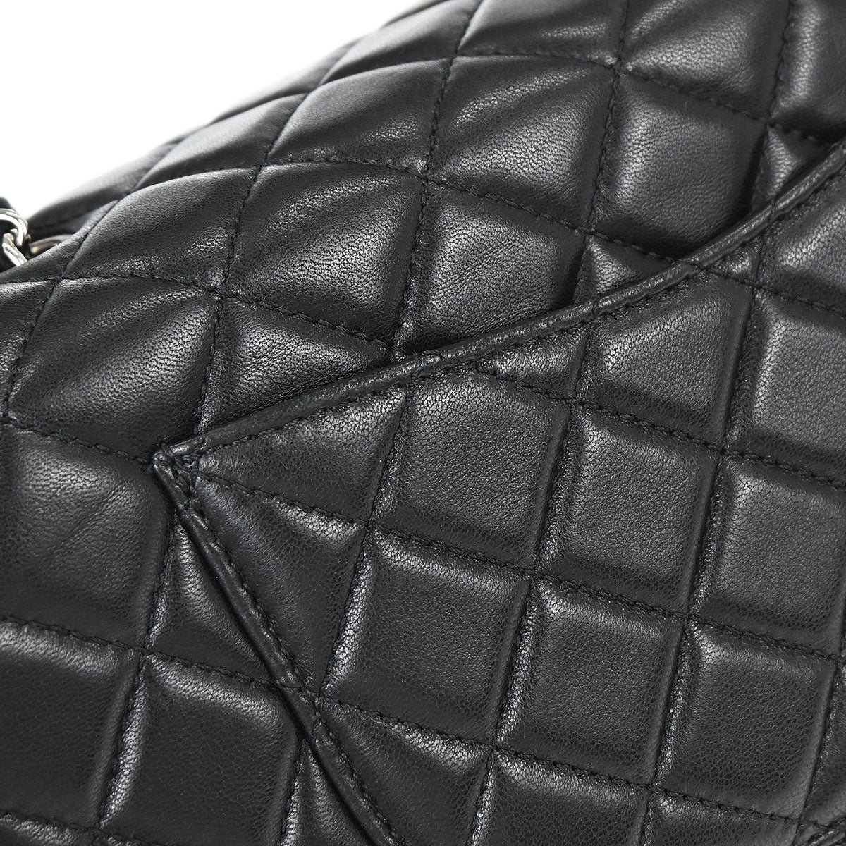 Chanel Black Lambskin Clams Pocket Accordion Flap Shoulder Bag