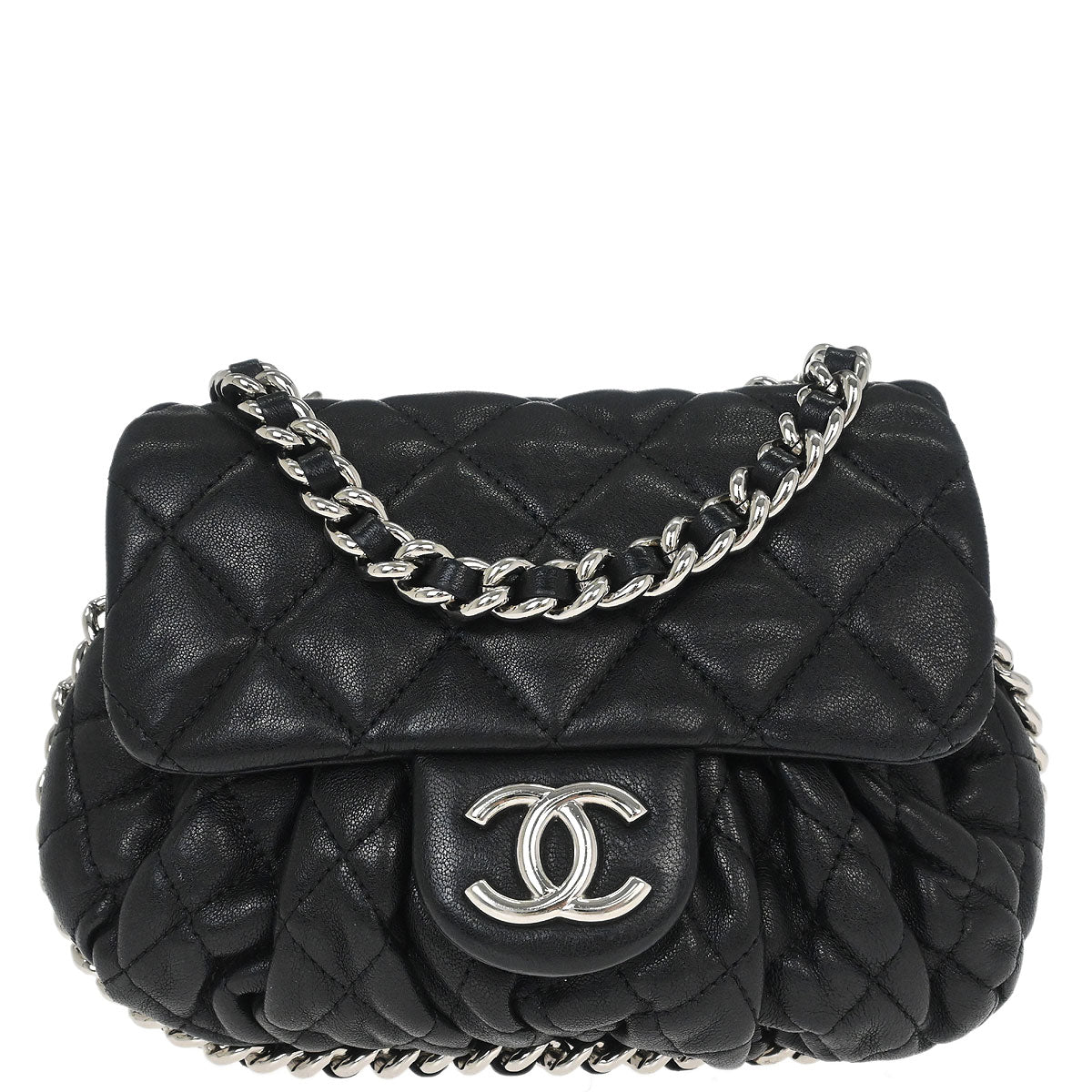 Chanel Black Calfskin Chain Around Shoulder Bag