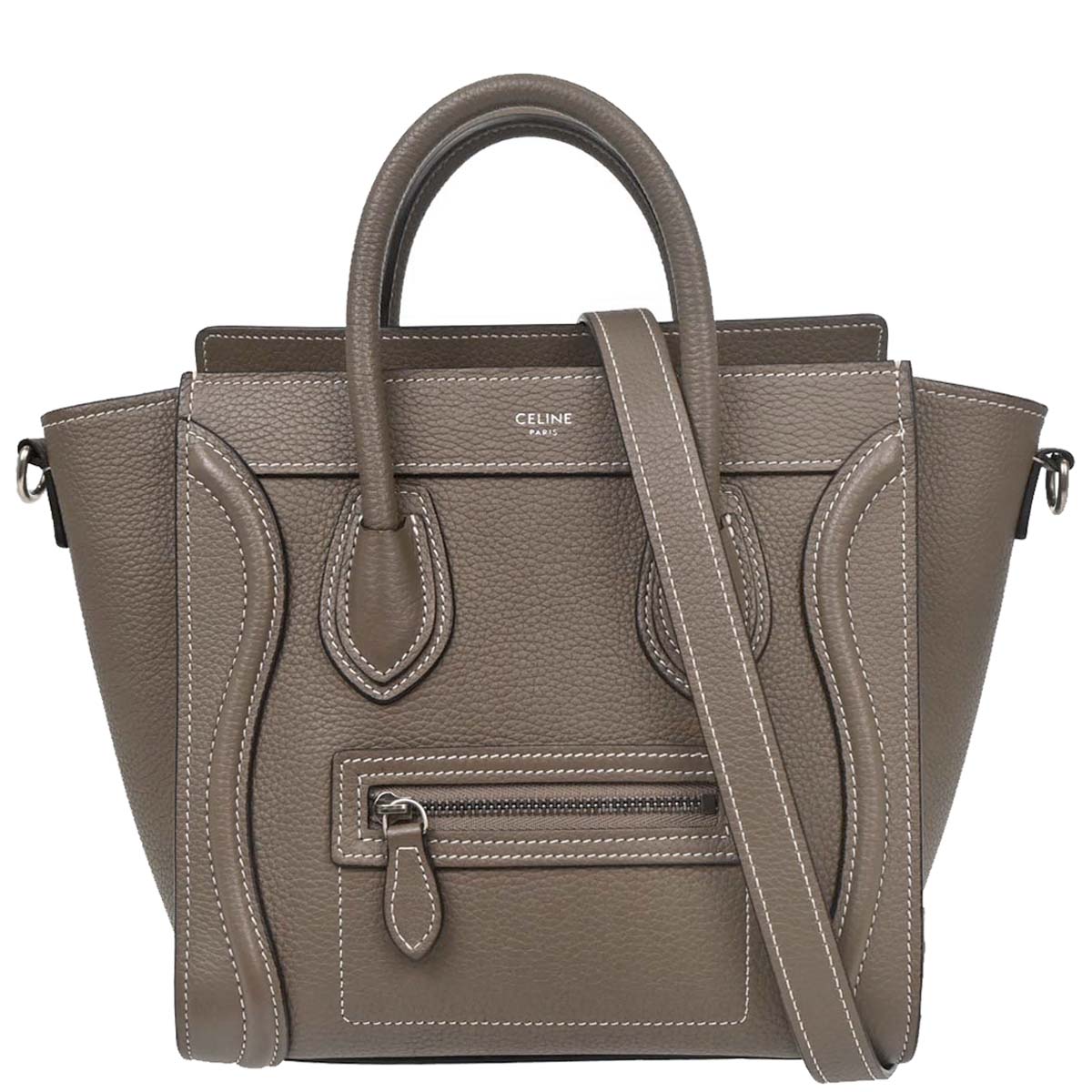 Celine Brown Leather Nano Luggage Tote Bag