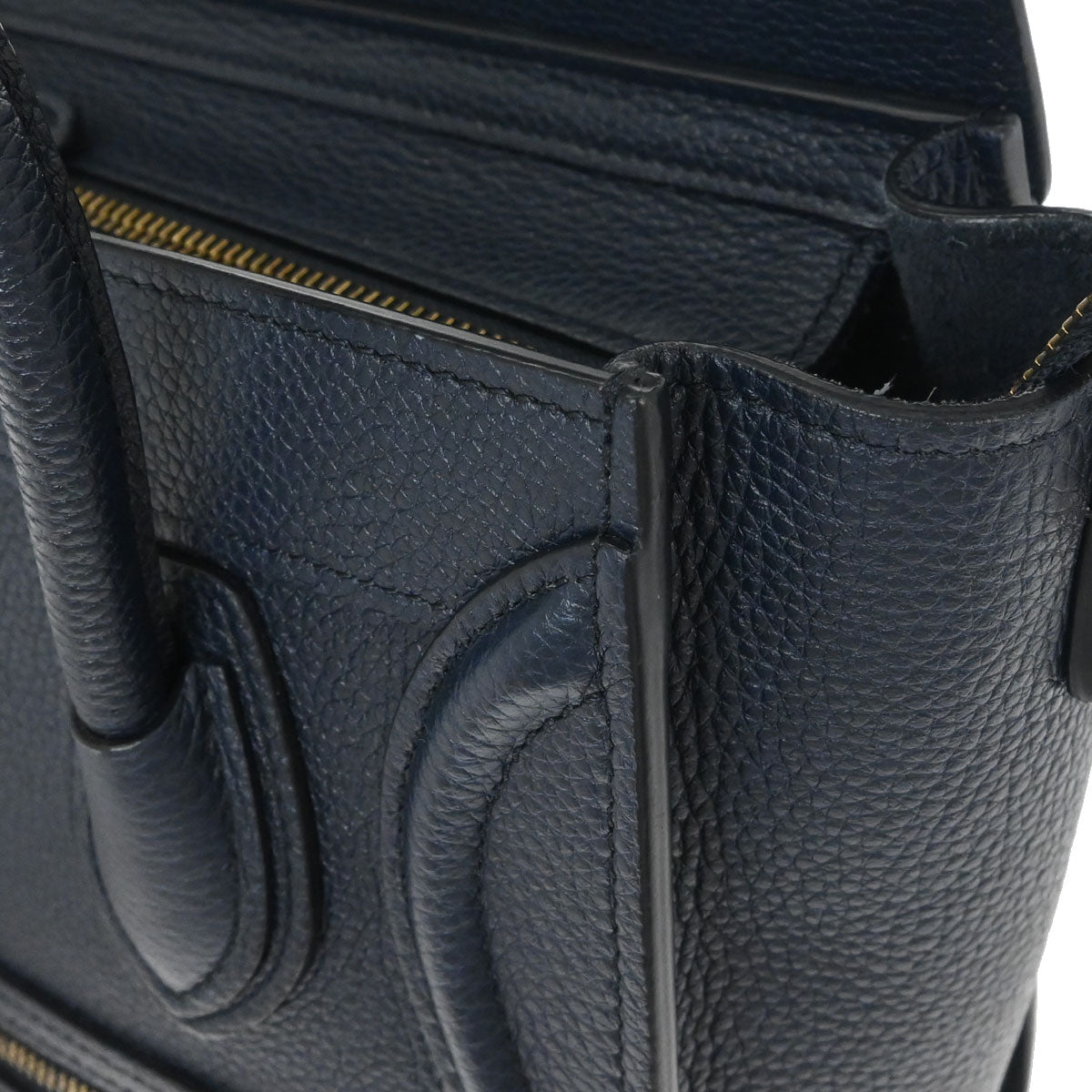Celine Navy Leather Nano Luggage Shoulder Tote Bag