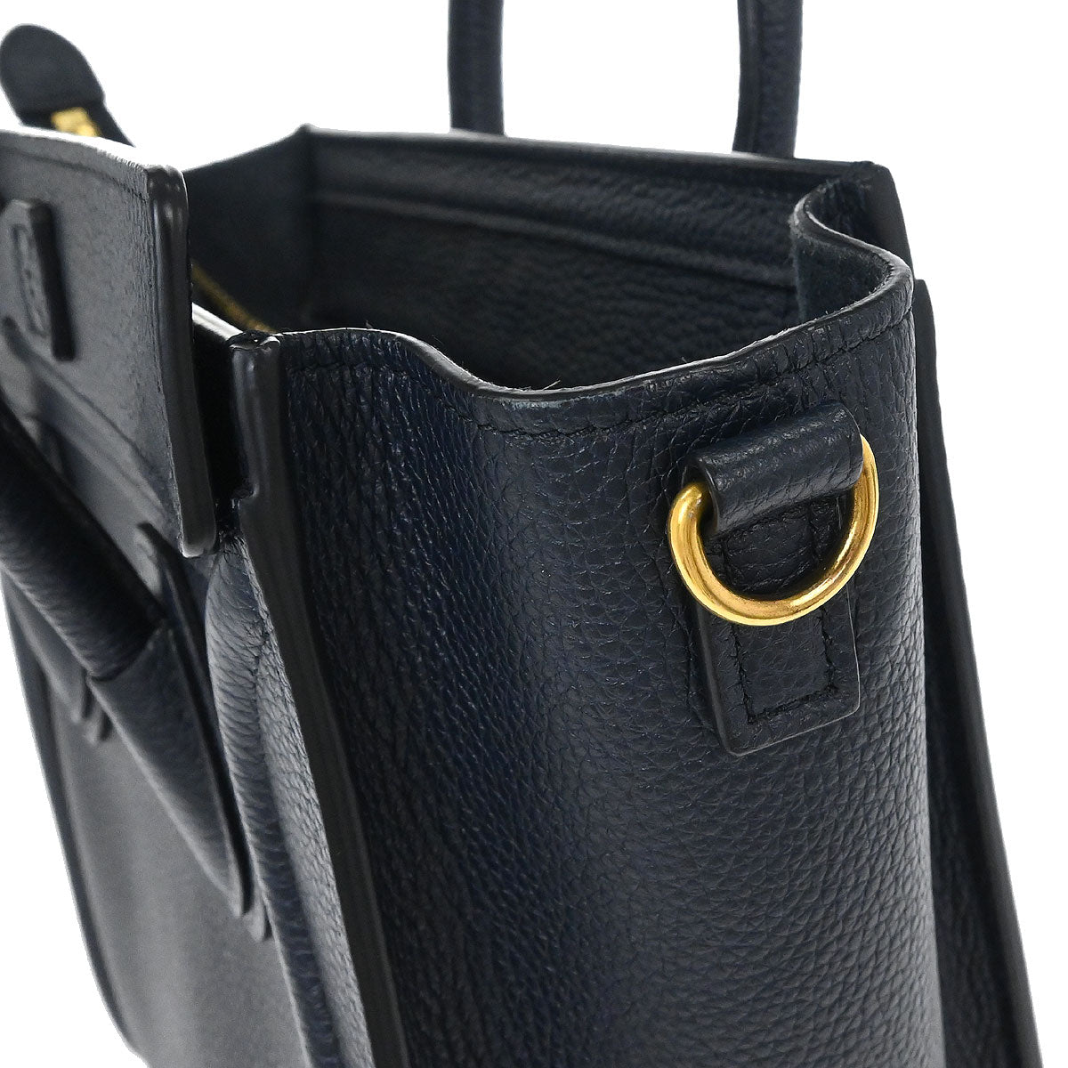Celine Navy Leather Nano Luggage Shoulder Tote Bag