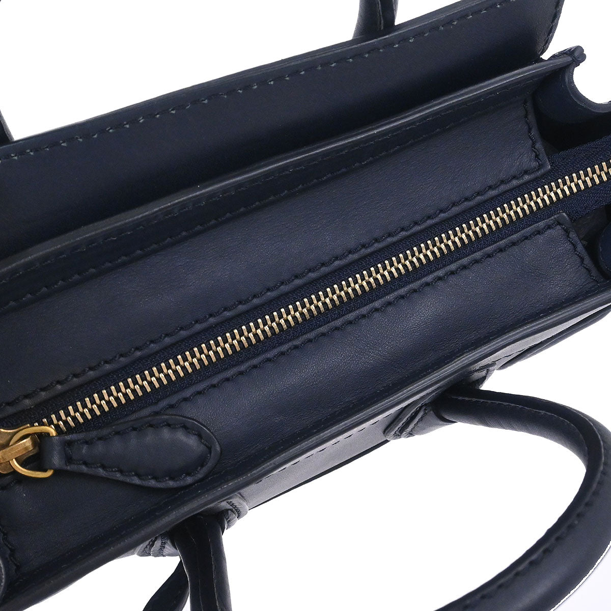 Celine Navy Leather Nano Luggage 2way Shoulder Tote Bag