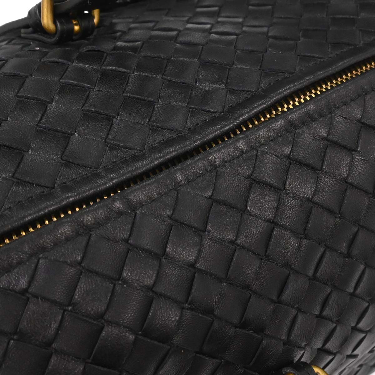 Bottega Veneta Black Lambskin Intrecciato Handbag