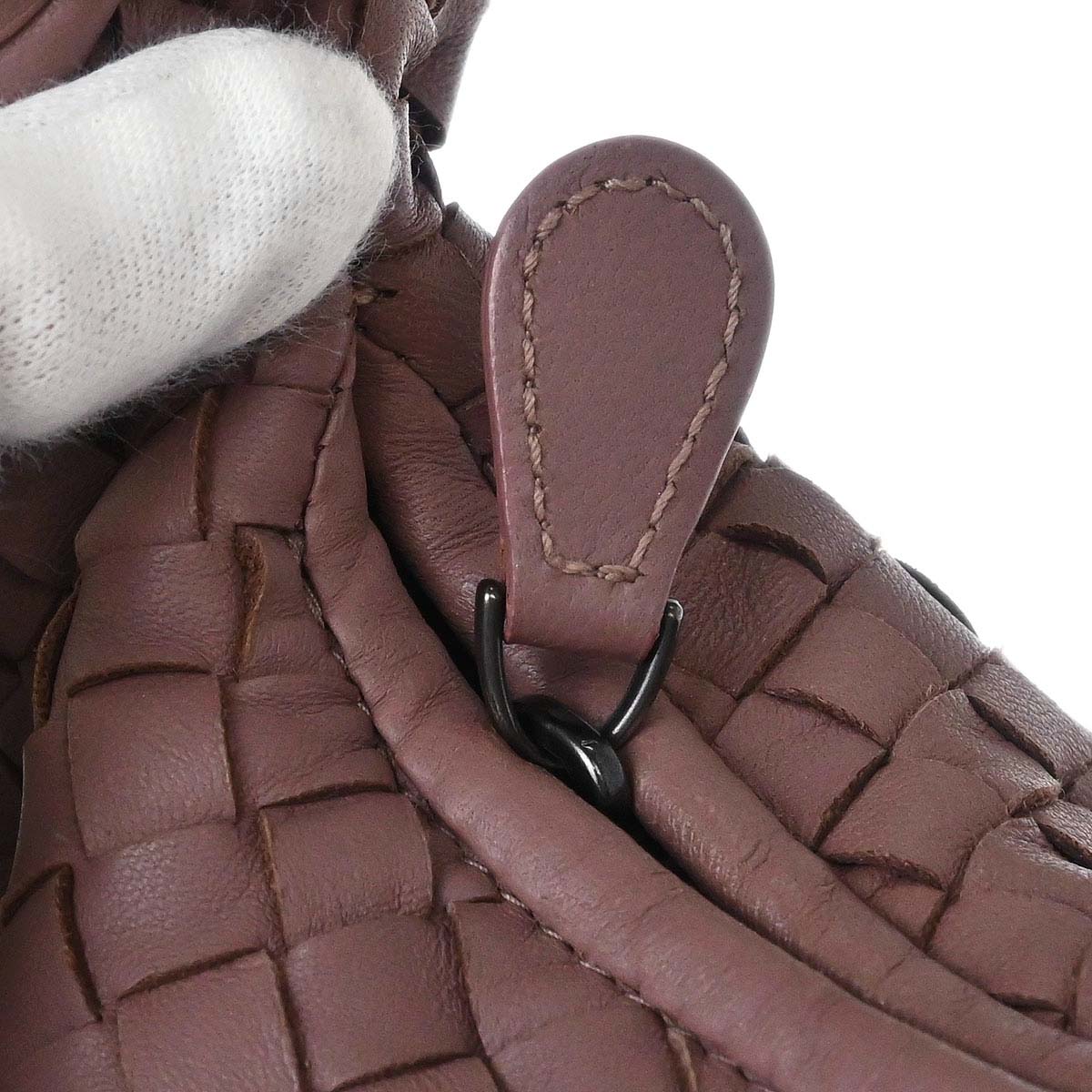 Bottega Veneta Purple Lambskin Intrecciato Hobo Handbag
