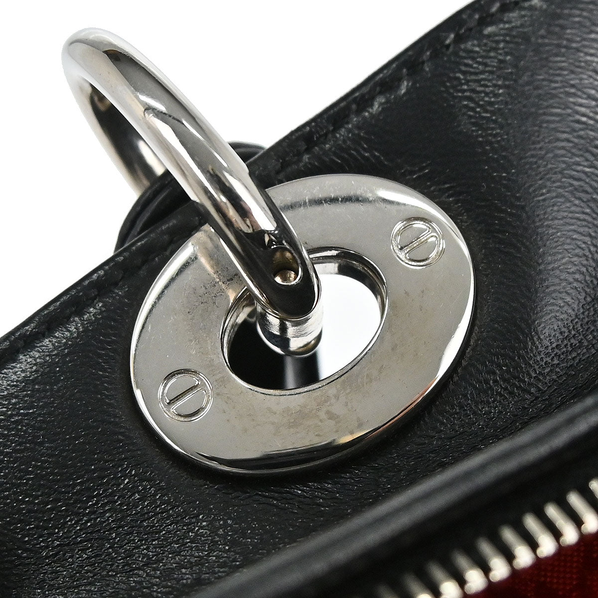 Christian Dior Black Lambskin Large Lady Dior Cannage 2way Shoulder Handbag