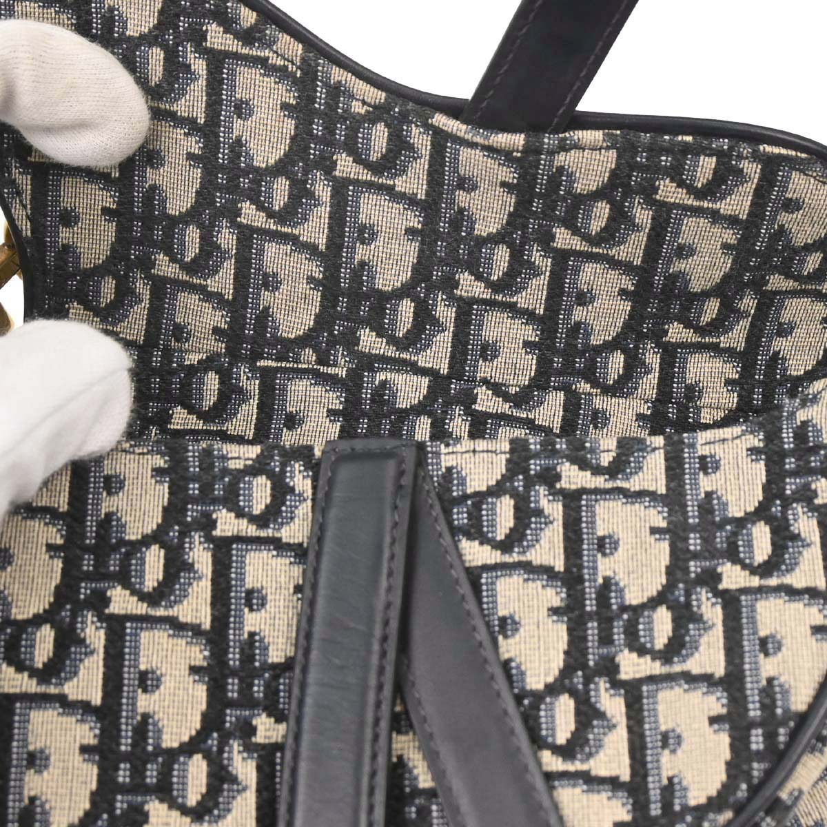 Christian Dior Navy Trotter Oblique Saddle 2way Shoulder Handbag