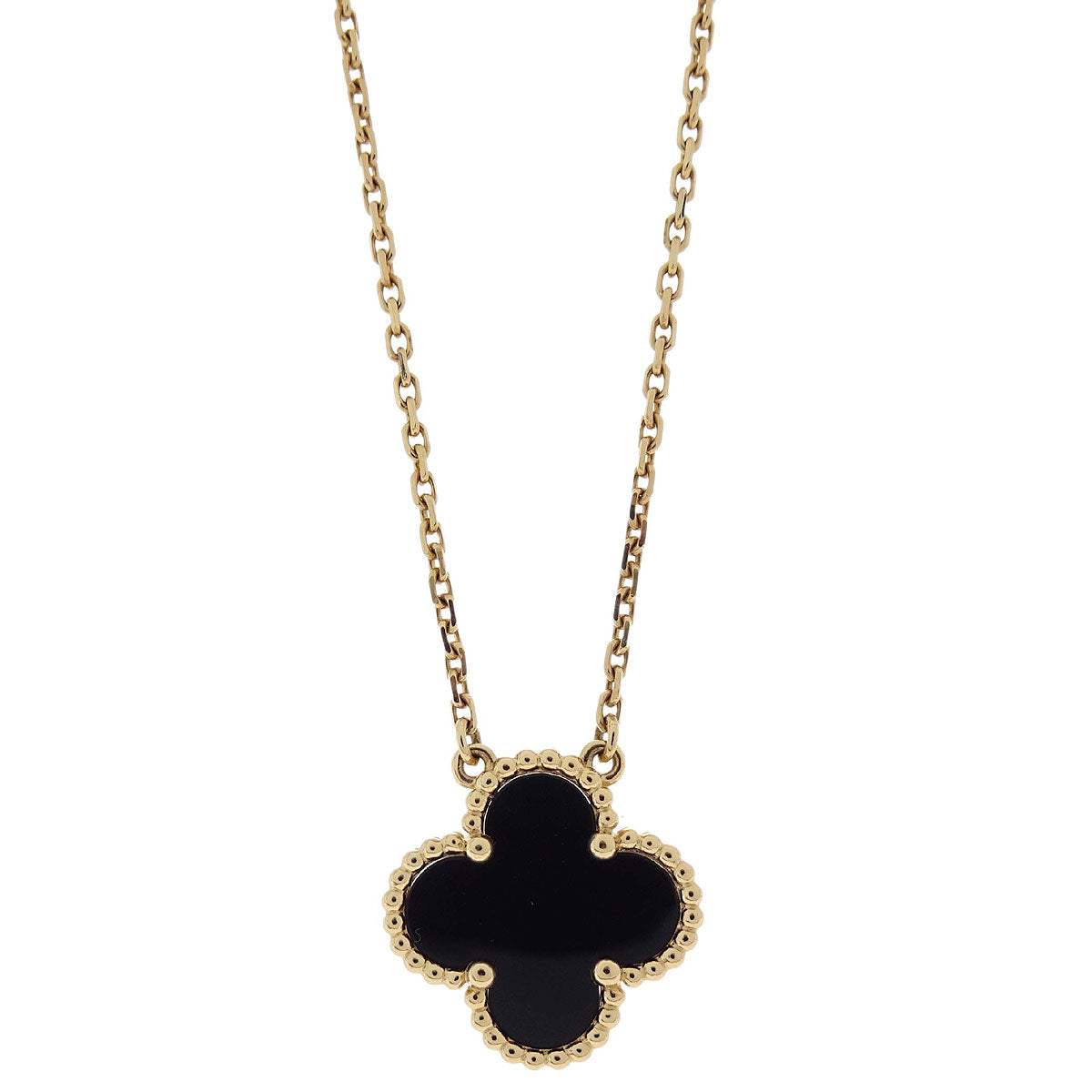 Van Cleef & Arpels Vintage Alhambra Necklace Onyx Au750 Jewelry