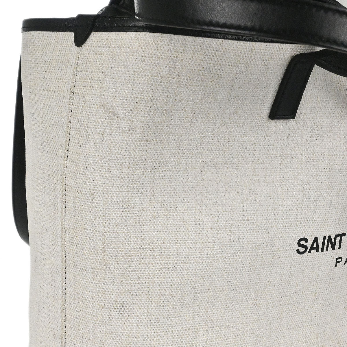 Saint Laurent White Calfskin Teddy Drawstring Tote Handbag