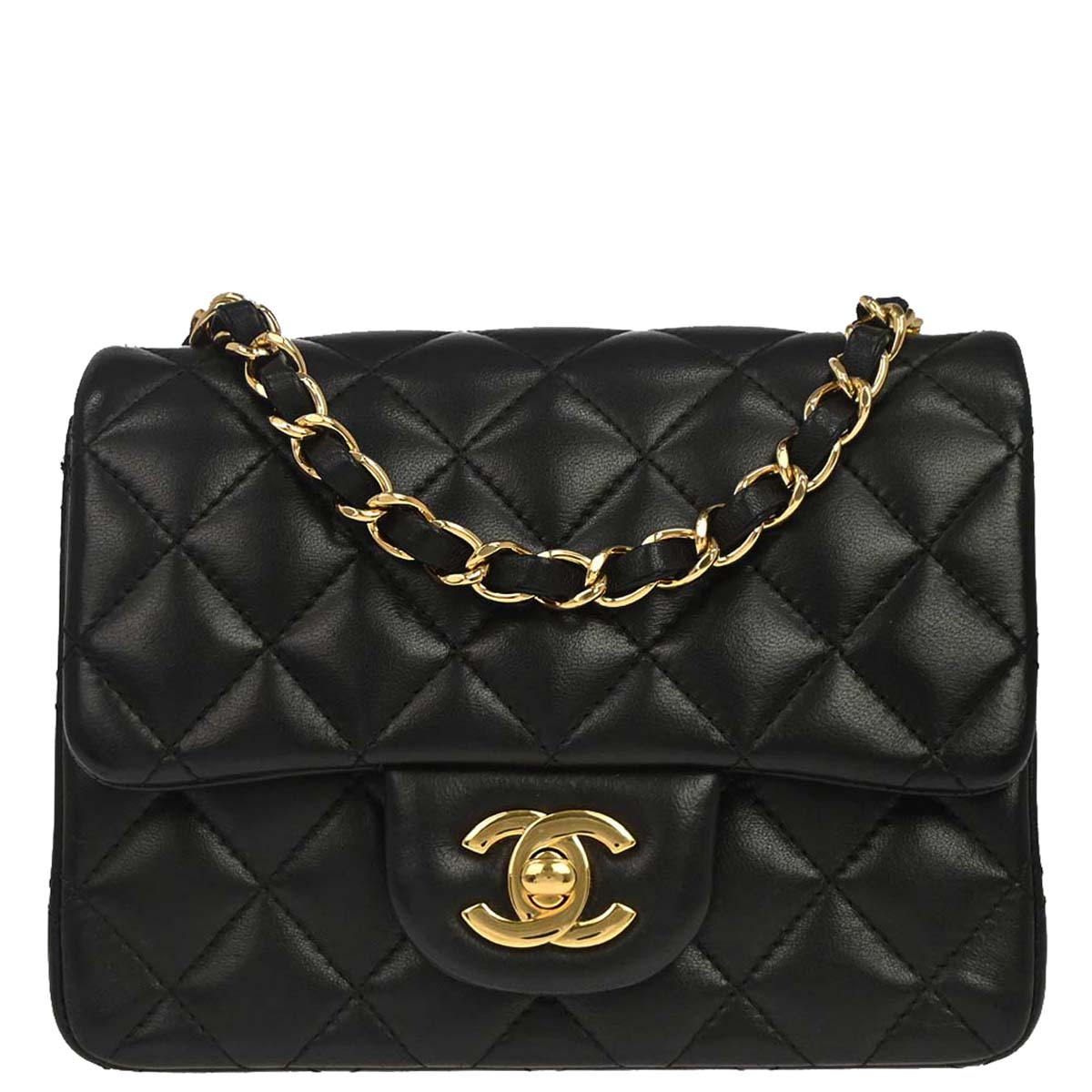 Chanel 2015-2016 Black Lambskin Mini Classic Square Flap Shoulder Bag 17