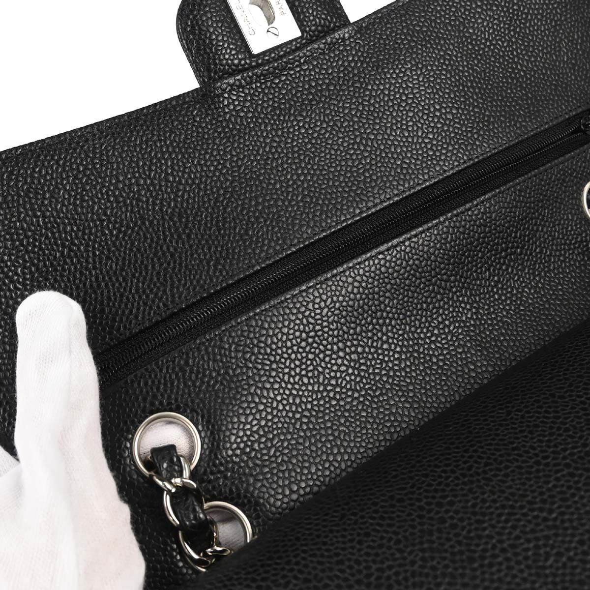 Chanel Black Caviar Skin Medium Classic Double Flap Shoulder Bag