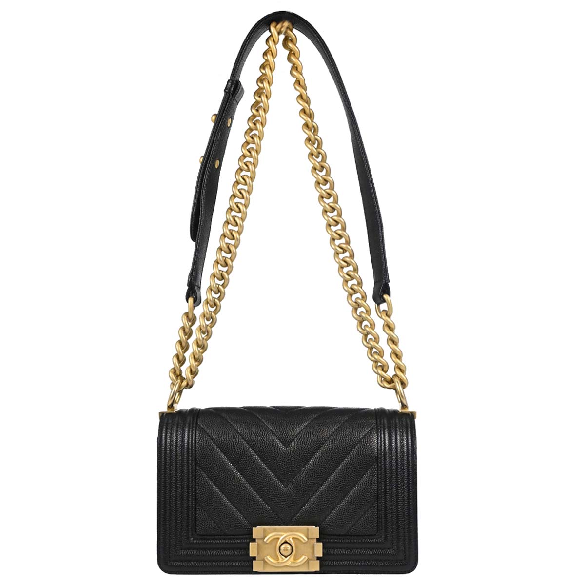 Boy Chanel 2017-2018 Black Caviar Skin Small Chain Shoulder Bag