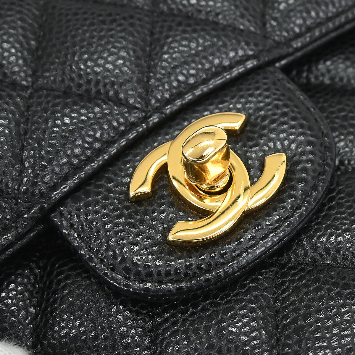 Chanel Black Caviar Skin Medium Classic Double Flap Shoulder Bag