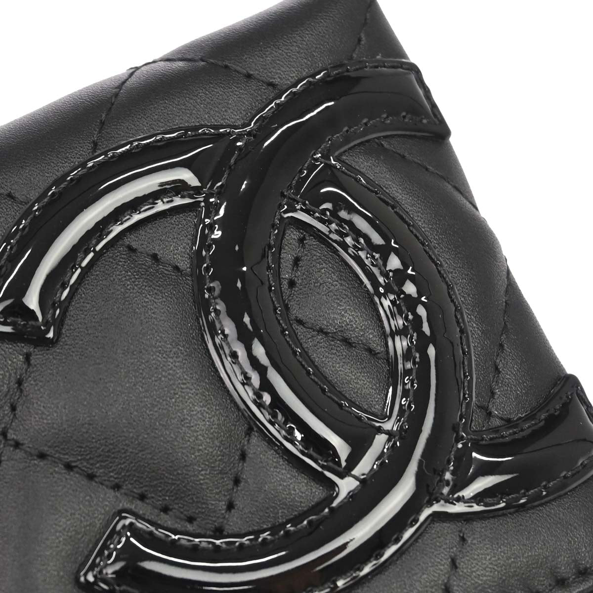Chanel 2012 Black Calfskin Cambon Coin Purse Wallet